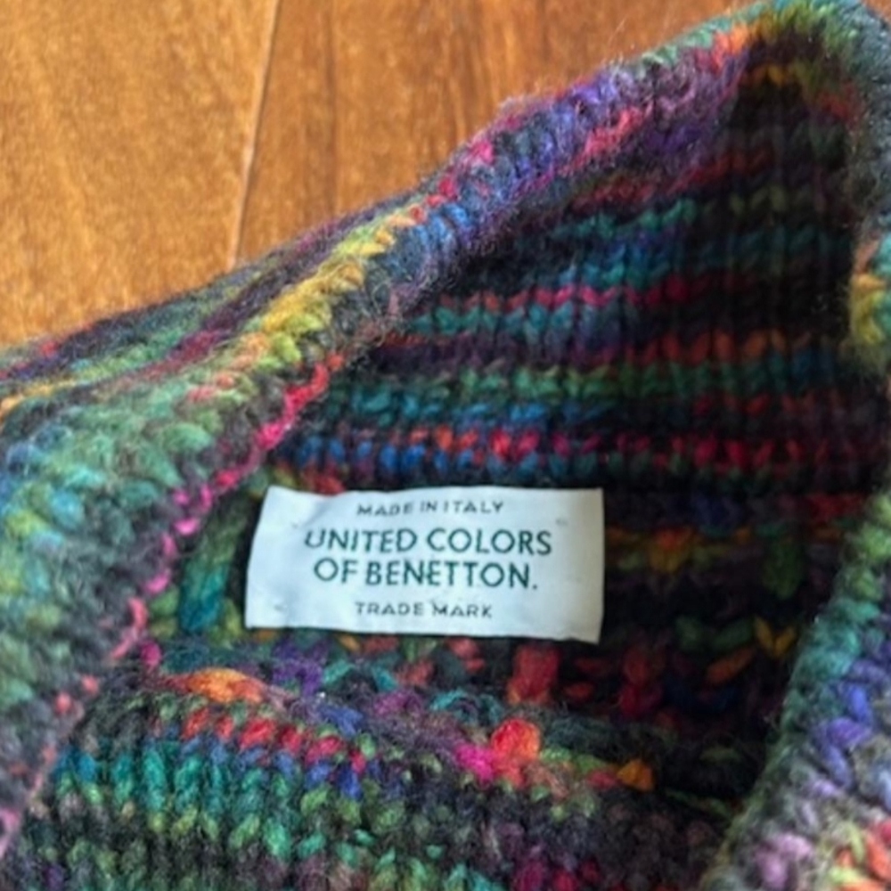 Vintage Benetton Sweater Colorful Knit Pullover One Size - Picture 2 of 4